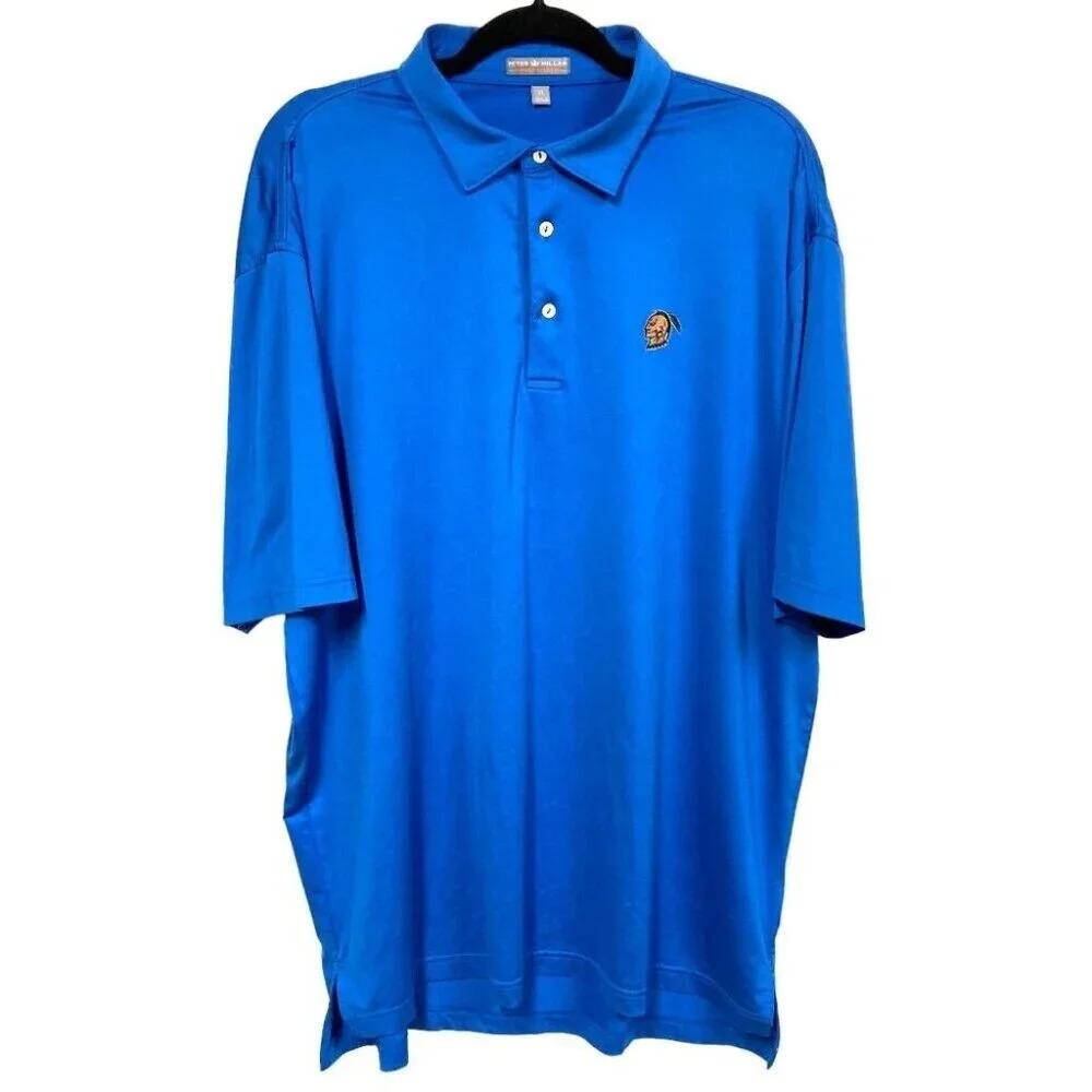Peter Millar Summer‎ Comfort Golf Polo, Size XL, Blue w Native American Logo